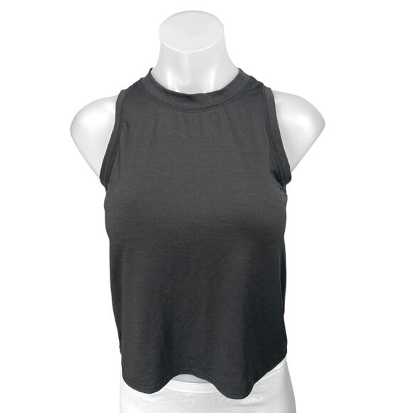 Quince Women's Black Sleeveless Mock Neck Workout Basic Athletic Tank Top Sz XS - Picture 1 of 4